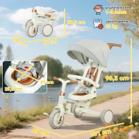 AIYAPLAY Triciclo para niños, cochecito de bebé convertible, diseño 5 en 1, mango desmontable, ajustable, arnés de seguridad(m-3)