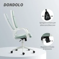 HOMCOM Sedia da Ufficio in Tessuto con Dondolo, Altezza Regolabile e Seduta Girevole, 63x63x117-127 cm, Verde(m-5)