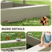 Outsunny Kids Wooden Sandbox w/ Canopy, Kitchen Toys, Seat, Storage, for Ages 3-7 Years(m-7)