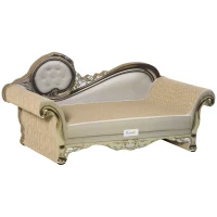 PawHut Graffiatore Cartone per Gatti in Forma di Divano con Catnip per Interno 60x29,5x29 cm Marrone(m-1)