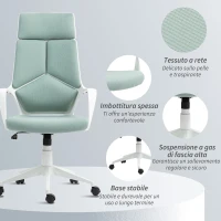 HOMCOM Sedia da Ufficio in Tessuto con Dondolo, Altezza Regolabile e Seduta Girevole, 63x63x117-127 cm, Verde(m-7)