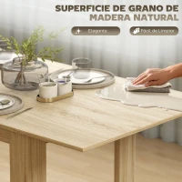 HOMCOM Mesa de Comedor Extensible de 140-180 cm Estilo Moderna Rectangular para 6-8 Personas para Salón Madera Natural(m-6)