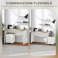 HOMCOM Scrivania con Cassettiera Moderna in Legno, Scrivania PC per Camera e Ufficio, 110x55x75cm(m-6)