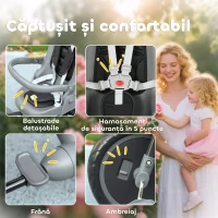 AIYAPLAY Triciclu Pliabil pentru Copii 6 în 1 cu Mâner Reglabil pentru Părinți și Copertină pentru Vârste 1-5, Negru(m-7)