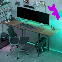 HOMCOM Bureau pliant table d'ordinateur 2 rabats pliables pour 2 écrans, pour chambre, petits espaces, 170 x 58 x 78 cm noyer(m-7)
