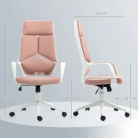 HOMCOM Sedia da Ufficio in Tessuto con Dondolo, Altezza Regolabile e Seduta Girevole, 63x63x117-127 cm, Rosa(m-3)