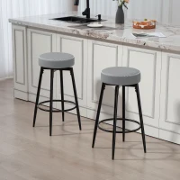 HOMCOM Set of Two Faux Leather Bar Stools - Grey/Black(m-2)