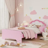 ZONEKIZ Toddler Bed Frame, Princess Bed for Kids, Cloud-Design, 143 x 74 x 55cm - Pink(m-10)