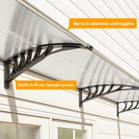 Outsunny Tettoia per Esterni Curva con Viti e Bulloni Inclusi, in Policarbonato, PP e Alluminio, 122x89x24 cm(m-8)