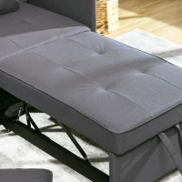 HOMCOM Fotoliu Pat 3 în 1 cu Spătar Reglabil în 5 Poziții și Perne, Canapea Pat, 98x69x65 cm, Gri Închis(m-8)
