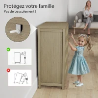 HOMCOM Commode 4 tiroirs meuble de rangement style bohémienne avec portes résine tressée, 70 x 38 x 93 cm, effet bois naturel(m-6)