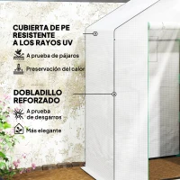 Outsunny Invernadero de Exterior con 6 Estantes Puerta Enrollable Cubierta de PE y Marco de Acero 143x74x190 cm Blanco(m-5)