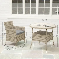 Outsunny Five-Piece Rattan Garden Set, with Two-Tier Table - Grey(m-3)