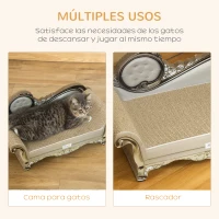 PawHut Rascador Cartón para Gatos en Forma de Sofá con Catnip para Interior 60x29,5x29 cm Marrón(m-4)