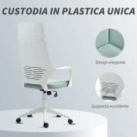 HOMCOM Silla de Oficina en Tela con Balanceo, Altura Ajustable y Asiento Giratorio, 63x63x117-127 cm, Verde(m-3)