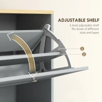 HOMCOM Modern Compact Three-Drawer Shoe Storage Cabinet - Grey(m-5)