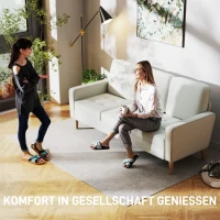 HOMCOM 3-Sitzer-Sofa mit dicken Kissen, Kautschukholz, Stoffbezug, Polstersofa für Wohnzimmer, Büro, Schlafzimmer, Cremeweiß(m-5)