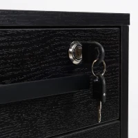 HOMCOM Cassettiera Portadocumenti da Ufficio Schedario con 3 Cassetti e Serratura, in Legno, Nero, 39.2 x 40 x 65.4cm(m-9)