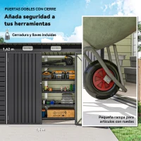 Outsunny Caseta de Jardín Exterior 2,7m² 249x121x183 cm con Doble Puerta 2 Ventilaciones y Pestillo Gris(m-6)