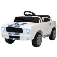 AIYAPLAY Coche Eléctrico para Niños 12V Vehículo Infantil con Control Remoto 2.4 GHz, 2 Motores Claxon, Luces LED, Música. Blanco(m-7)