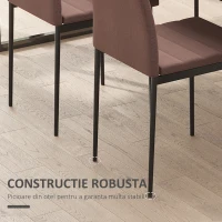 Homcom Set 4 Scaune Moderne – Metal & Material Textil Captusit, Kaki(m-6)