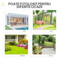 Outsunny Panchina da Giardino Moderna 2 Posti con Tavolino e Foro per Ombrellone Arredamento da Esterno 165x56x85.5cm Nero(m-7)