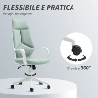 HOMCOM Sedia da Ufficio in Tessuto con Dondolo, Altezza Regolabile e Seduta Girevole, 63x63x117-127 cm, Verde(m-6)