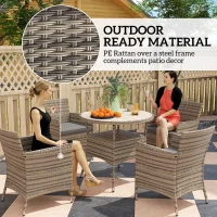 Outsunny Five-Piece Rattan Garden Set, with Two-Tier Table - Grey(m-7)