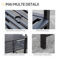 Outsunny Panchina da Giardino Moderna 2 Posti con Tavolino e Foro per Ombrellone Arredamento da Esterno 165x56x85.5cm Nero(m-5)