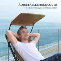 Outsunny Zero Gravity Lounger Chair Set of 2, Folding Reclining Patio Chair with Shade Cover, Cup Holder, Soft Cushion and Headrest for Poolside, Camping, Coffee(m-6)