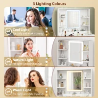 HOMCOM Elegant Dressing Table, with LED Mirror - White(m-4)