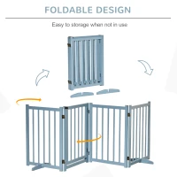 PawHut Pet Gate Wooden Foldable Dog Safety Barrier w/ 4 Panels for Small and Medium Dogs Blue(m-5)