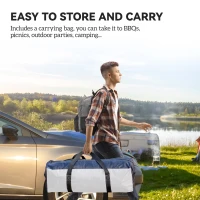 Outsunny Gazebo da Giardino con Paletti Corde e Borsa di Trasporto Poliestere 350 x 350 x 230 cm Bianco Blu(m-6)