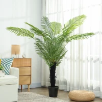 HOMCOM 175cm Artificial Areca Palm Tree with 16 PE Leaves, Decorative Artificial Plant with Plastic Pot and Flocked Soil, Fake Plant for Home Office Decor, Green(m-7)