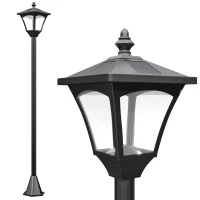 Outsunny Farola Solar Exterior Luz Solar Exterior Jardín Lámpara de Pie con Apagado Automático IP44 para Exteriores Patio Terraza 15x15x120 cm Negro(m-1)