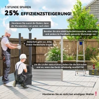 Outsunny Stahlgartenschuppen, Geräteschuppen, Doppeltüren, 249B x 121T x 166/183Hcm, Grau(m-4)