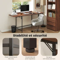 HOMCOM Bureau pliant table d'ordinateur 2 rabats pliables pour 2 écrans, pour chambre, petits espaces, 170 x 58 x 78 cm noyer(m-6)