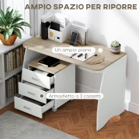 HOMCOM Scrivania con Cassettiera Moderna in Legno, Scrivania PC per Camera e Ufficio, 110x55x75cm(m-5)