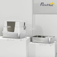 PawHut Lettiera per Gatti in Acciaio Inossidabile, Spazioso Interno XL, con Paletta, Grigio Chiaro(m-3)
