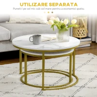 Homcom Set 2 Mese Rotunde – Masute Cafea Stivuibile, Alb(m-4)