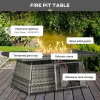 Outsunny Seven-Piece Firepit Table Rattan Sofa Set - Grey(m-6)