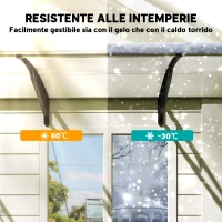 Outsunny Tettoia per Esterni Curva con Viti e Bulloni Inclusi, in Policarbonato, PP e Alluminio, 122x89x24 cm(m-6)