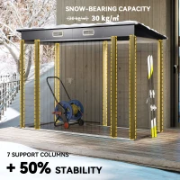 Outsunny 3.7 x 7.9ft Galvanised Steel Shed, with Latched Door and Padlock - Grey(m-5)