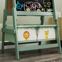 AIYAPLAY Kinder-Malereiständer 3-in-1 Malereiständer für Kinder mit doppelter Tafel und Papierrolle und Körben Grün(m-5)