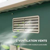 Outsunny 7 x 4ft Outdoor Storage Shed with Foundation Kit, Lean to Metal Garden Shed for Log, Rubbish Bin, Tool, Lawnmower, Bike, Patio and Lawn Use, Green(m-7)