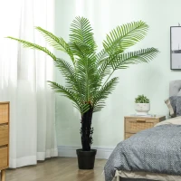 HOMCOM 175cm Artificial Areca Palm Tree with 16 PE Leaves, Decorative Artificial Plant with Plastic Pot and Flocked Soil, Fake Plant for Home Office Decor, Green(m-9)