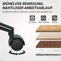 HOMCOM Fahrbarer Bürostuhl mit Stoffbezug, Armlehne, 5 Räder, drehbar, Cremeweiß(m-6)