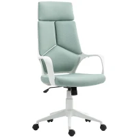 HOMCOM Silla de Oficina en Tela con Balanceo, Altura Ajustable y Asiento Giratorio, 63x63x117-127 cm, Verde(m-5)