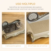 PawHut Arranhador para Gatos em Forma de Sofá 2 em 1 Arranhador para Gatos com Catnip para Interior 60x29,5x29 cm Bege(m-4)