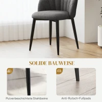 HOMCOM 4-delige Set Eetkamerstoelen, Keukenstoelen in Fluweeloptiek, Stalen Poten, armloos, Grijs(m-6)